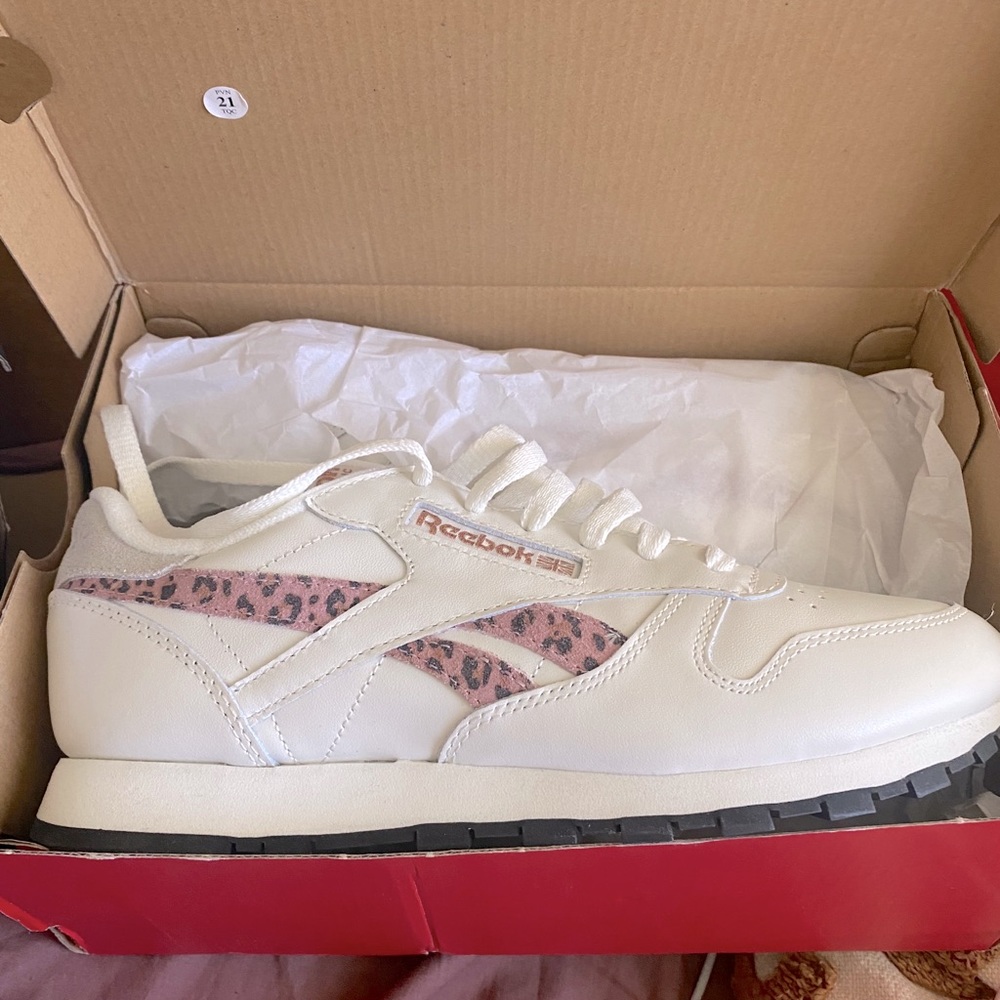 Brand new in box cheetah Reebok classic shoes